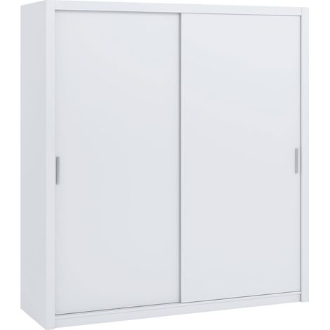 Armario Catromi 107, Blanco, 215x200x62cm, Puertas de armario: Correderas, Número de estantes: 9