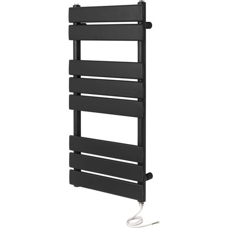 Richmond Electric Heated Towel Rail 500mm W x 800mm H Black Flat Panel Bathroom Radiator
