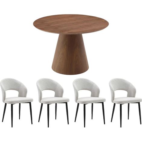 Ensemble table ANTALIZA + 4 chaises NIYAMA - Naturel foncé et gris (1/5)