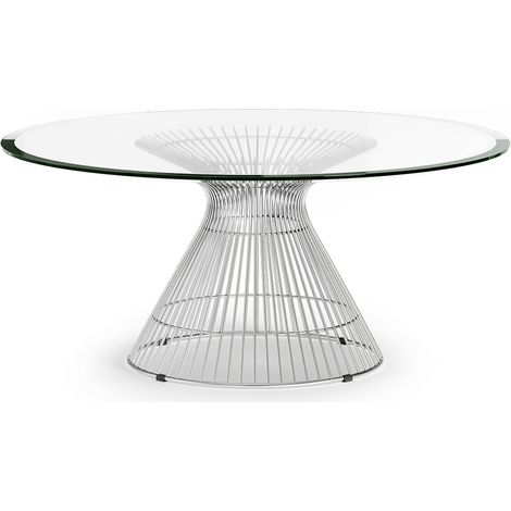 Round Coffee Table - Glass Design - Barrel Steel (1/5)