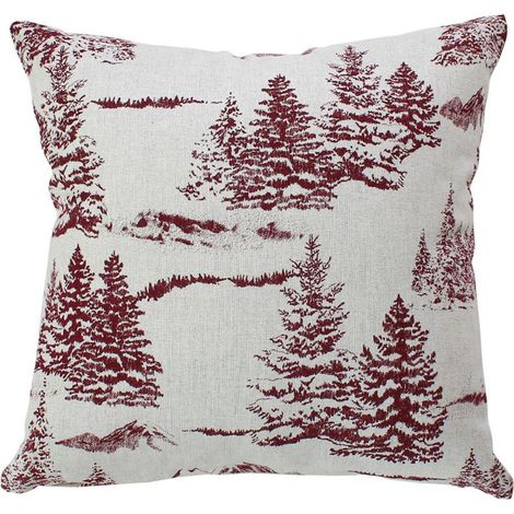 Coussin Déco de Noël "Ebène" 40x40cm Écru & Rouge