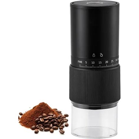 Moulin à café électrique à une touche avec broyeur conique en céramique - capacité de 25 g - noir - moulin à café portable rechargeable (1/5)