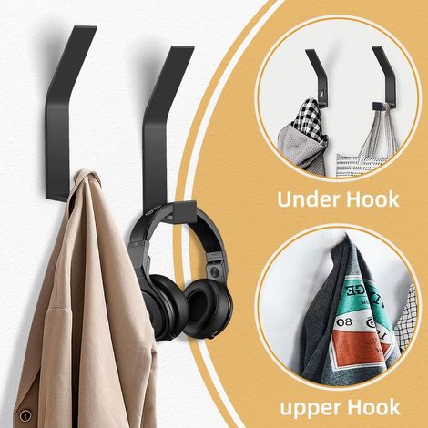 6 Stück Garderobenhaken, Kleiderhaken, Garderobenhaken Schwarz, Kleiderhaken Wand, Kleiderhaken Garderobe, Haken zum Schrauben, Handtuchhaken zum Bohren, für Badezimmer, Schlafzimmer, Tür, Schrank