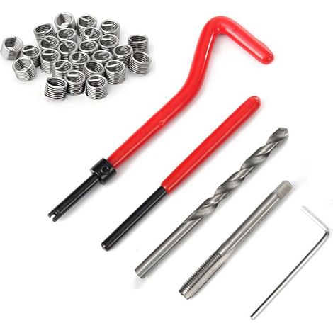 Kit de reparación de roscas Helicoil M6 x 1,0 mm de 30 piezas, herramientas para reparación de roscas, kit de insertos metálicos, juego de herramientas manuales compatibles para reparación de automóvi