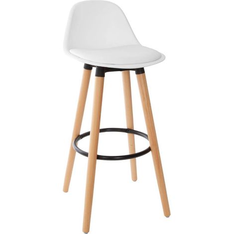 Atmosphera – Tabouret de bar Maxon – Simili blanc – Hauteur d'assise 71,5 cm – Design ergonomique – Idéal pour cuisines et bars (1/10)