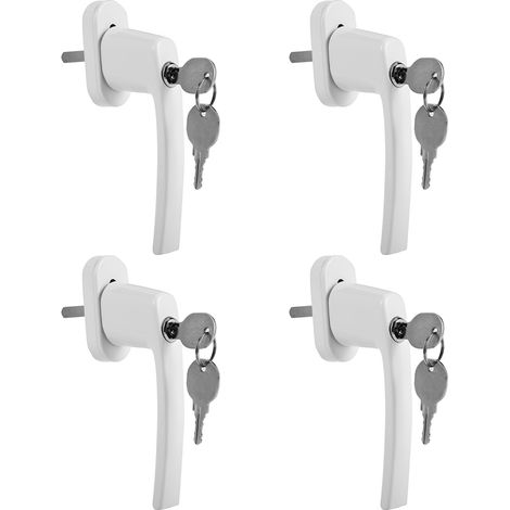 Randaco Maniglia per finestra con serratura Maniglia per finestra di sicurezza in alluminio bianco 4X con pomello autochiudente