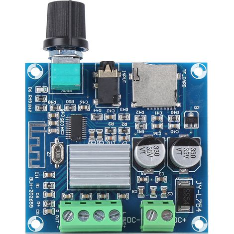 Carte amplificateur numérique stéréo double canal, volume réglable, prise en charge Bluetooth, carte mémoire et AUX. (1/5)