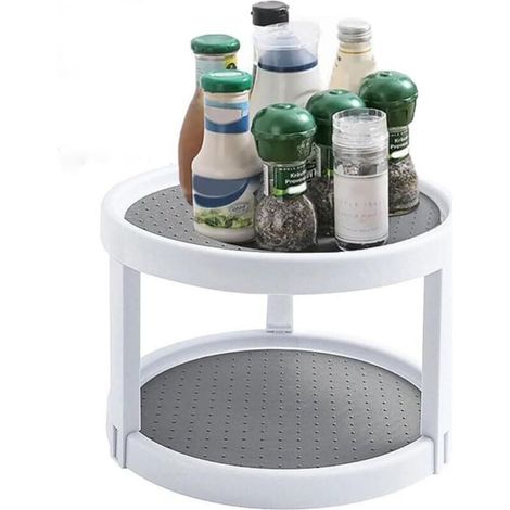 Plateau tournant Lazy Susan à 2 Niveaux, antidérapant, Plateau tournant , Organisateur d'assaisonnement Rotatif à 360° pour Cuisine, réfrigérateur, Garde-Manger, Bureau, Salle de Bain (1/5)
