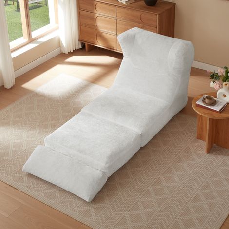 Fauteuil relax en chenille au design tendance, forme unique, adapté au salon et à la chambre, transformable d’un fauteuil individuel en chaise longue (1/5)