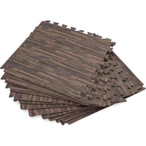 Tapis en PVC antidérapant marron imitation bois, 50,8 x 50,8 cm (lot de 12), protection sol pour piscines gonflables et spas – surface totale couverte : 3 m² (1/5)