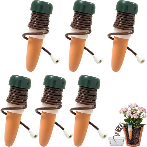 6 Lot Distributeur Eau Plante, Système Irrigation Automatique, Céramique, Arrosage Intérieur Extérieur