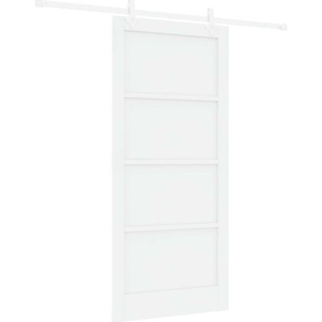 Porte coulissante 93 x 202 cm Bois d'ingénierie Blanc vidaXL (1/5)