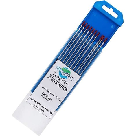 Électrodes de soudage TIG en tungstène thoré à 2%, diamètre 1,0 mm, longueur 150 mm, lot de 10 pièces pour soudure précise. (1/5)