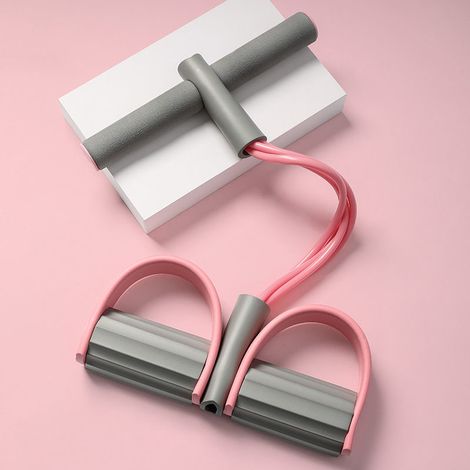 Pink Gray Multifunction Bands Upgrade 6 Tubes Fitness Resistance Bands with Pedals Handles Latex Str (1/5)