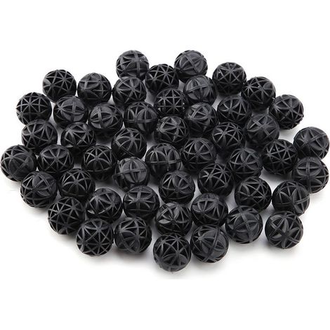 Boules de filtration bio 16 mm PVC + éponge noires – 50 pièces pour aquarium eau douce et marine (1/5)