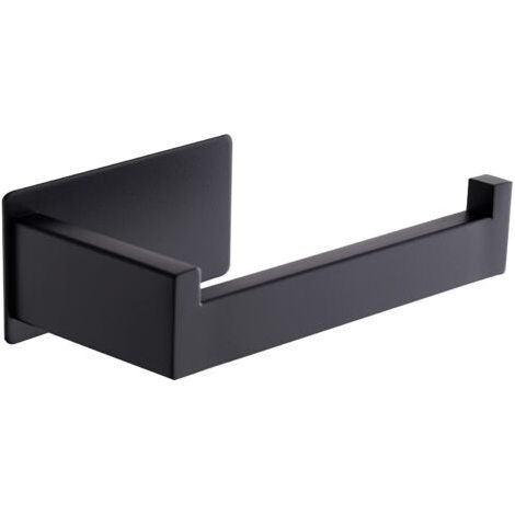 Porte-papier toilette mural, sans perçage, pour salle de bain et cuisine, noir (1/5)