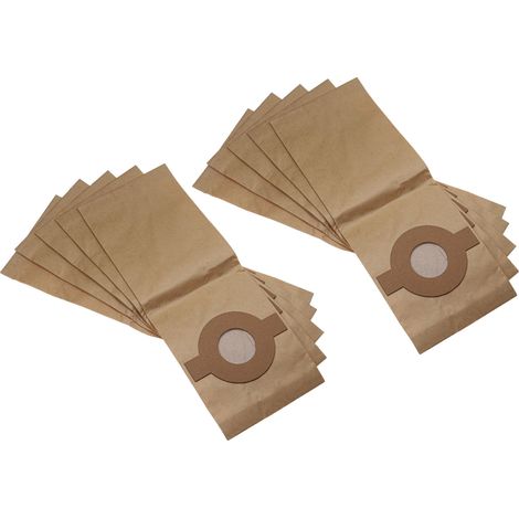 vhbw 10x Sacs compatible avec Nilfisk Alto Wap Buddy 15, Wap Buddy 18 aspirateur - 44cm x 16cm marron