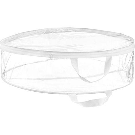 Sac de rangement pour couronne de Noël transparent et résistant en PVC avec fermeture éclair et poignées pour décorations de vacances Noir 76 x 20 cm (1/5)