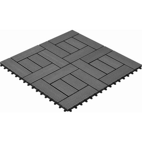 Lot de 22 dalles de terrasse grises en WPC de 30 x 30 cm