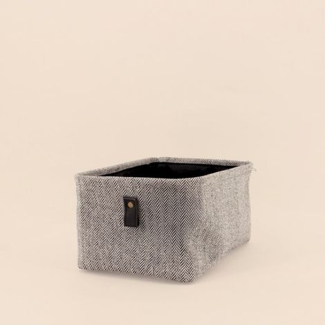 Panier rectangulaire à chevrons gris 31x21x15cm (1/4)