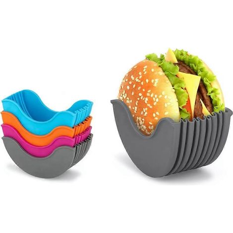 Boîte à hamburgers fixe, étagère en silicone pour le rangement des sandwichs et hamburgers, sans contact, réutilisable. (1/5)