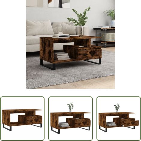 Wohnzimmertisch -  Couchtisch Räuchereiche 90x49x45 cm Holzwerkstoff (1/5)