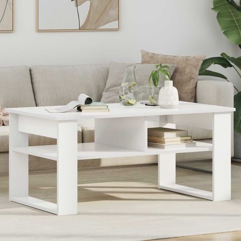Couchtisch mit Speicher Weiß 96 x 54 x 44 cm Holzwerkstoff
