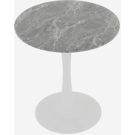 Tavolino rotondo 70 x 70 x 72 cm marmo artificiale bianco e grigio (1/5)
