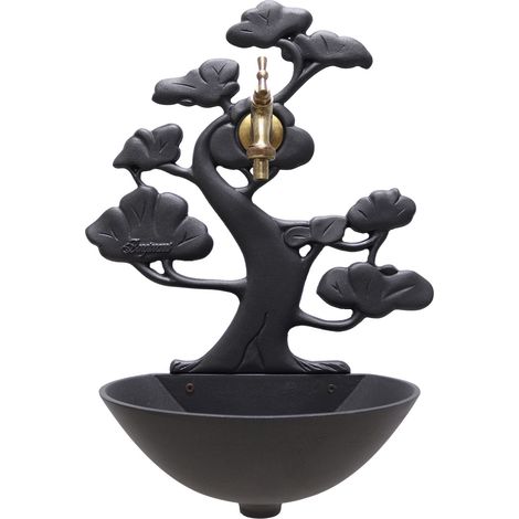 Fontana a muro Azalea colore ghisa per casa e giardino con rubinetto in ottone brunito 303B (1/5)