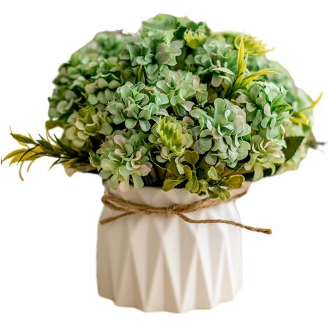 1 Mini hortensias artificiels, vase en céramique, fleurs en soie, décoration intérieur, bureau, salon (1/5)
