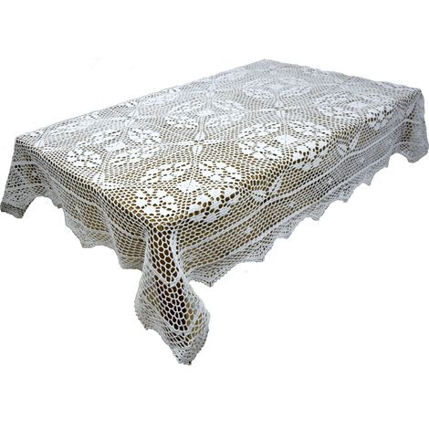 Weiße Häkeltischdecke aus 150/260 g/m² Naturbaumwolle