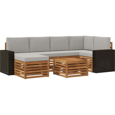 vidaXL Ensemble de canapés d'extérieur 7 pc Naturel et gris clair