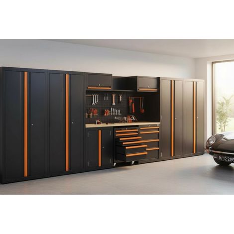 Mobilier de garage complet avec 1 servante et 3 armoires supplémentaires (1/2)