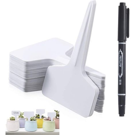 Etiquettes Plantes, Etiquette Semis,60x Etiquette Potager de type T(6 x 10 cm),imperméables étiquettes,Etiquetage Réutilisable-Contenants et Accessoires Pour Plantes. (Blanc60) (1/5)