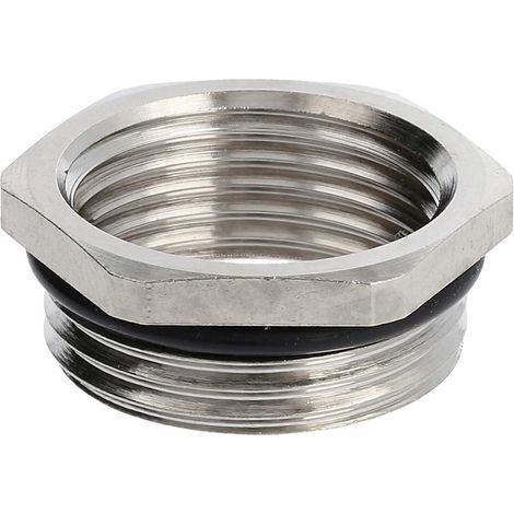 Reduzierung PG/PG von PG13,5x1,41 auf PG11x1,41 MRR1311 Sechskant Messing (CuZn) vernickelt Anschlussgewinde 6,5mm - 1 Stück