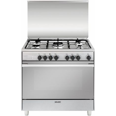 Sconosciuta Cucina Elettrica UN965MI 5 Fuochi a Gas Forno Elettrico Multifunzione Termoventilato Classe A Dimensioni 90 x 60 cm Colore Inox Serie Unica (1/5)