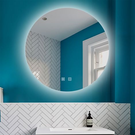 Biubiubath Round Bathroom LED Mirror with Dimmable LED Lights Demister Pad Touch Control (1/5)