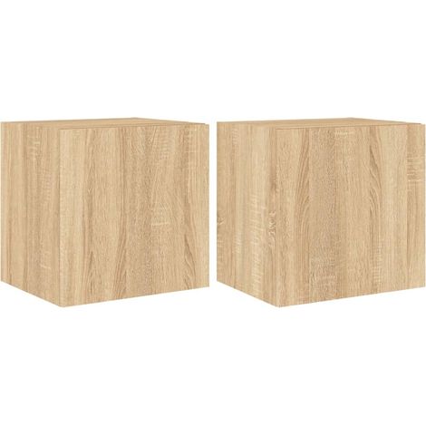Mobile TV da parete scaffale multimediale credenza TV sala da pranzo soggiorno camera da letto luci LED 2 pezzi rovere Sonoma 40,5 x 35 x 40 cm marrone 020029175
