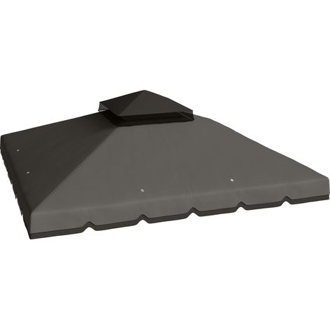 Toiture de remplacement pour tonnelle 3x3m, hydrofuge, double toiture avec trous de drainage, gris clair