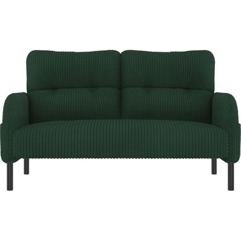 2-Sitzer-Sofa aus smaragdgrünem Cord 120 x 75 x 79 cm mit Seitentasche MODENUIT (1/5)