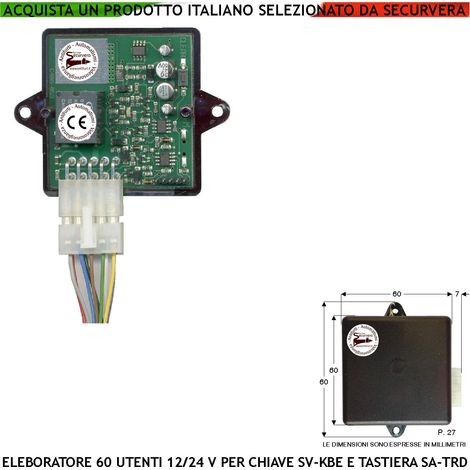 Elettronica Remota Gestisce 60 Utenti Lettori Universali KeyBit o Tastiera Digiten Antivandalo Decodifica Dallas Denver Alimentazione 12/24V Uscita Relè 10A Bistabile e Mono da 250 ms a 27 Secondi (1/4)