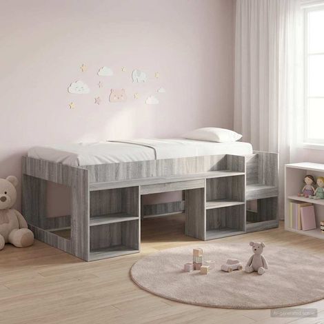 Cama Infantil con Almacenamiento  gris 90 x 190 cm