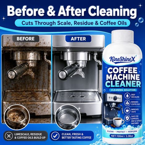KineShineX Kaffeemaschinenreiniger, Entkalkungsmittel für halbautomatische Kaffeemaschinen, entfernt Kaffeeölrückstände usw. (1/5)