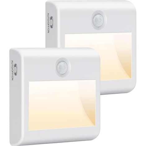 LED Battery Night Light [Set of 2], with Motion Sensor, AUTO/ON/OFF, Child 4000K Natural White, Self-Adhesive Cabinet Lamp for Hallway, Stairs, Kitchen, Wardrobe, Closet MUMU (1/4)