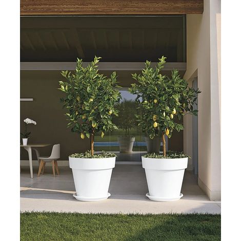 MITU PAC - VASO IN RESINA-BIANCO / 35 cm con fori