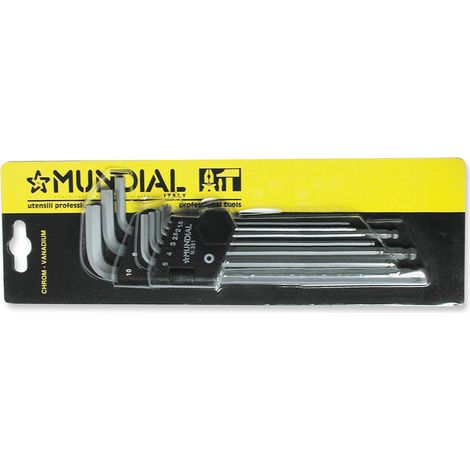 SERIE 9pz CHIAVI ESAGONALI ESTREMITA SFERICHE END BALL EXTRA LUNGHE
