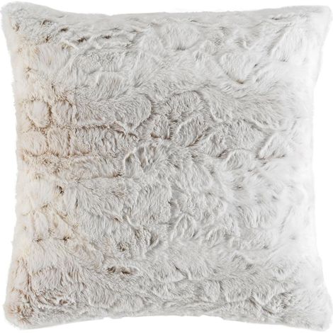 Coussin Déhoussable (45 x 45 cm) Alaska Naturel, Imitation Fourrure et Velours (1/5)