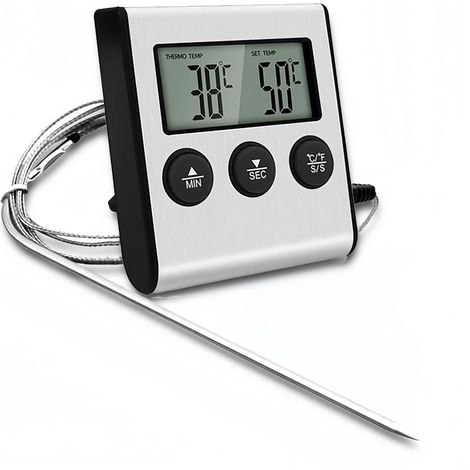 Thermomètre Cuisine Numérique, Thermomètre Viande avec Sonde Temperature, Thermometre Cuisson, Plage de Température -50°C à +300°C Convient aux Auisinières à Barbecue, aux Fours, etc (1/5)