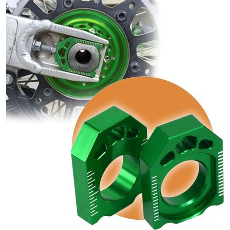 Tendeur de chaîne CNC adapté au bloc d'essieu arrière des motos tout-terrain pour KX250F 04-16 / KX450F 06-16 / KLX450R 08-15 / KX125 KX250 03-08 (1/4)