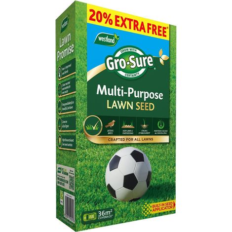 Westland Gro-Sure Multi Purpose Lawn Grass Seed 36m2 - 30m2 + 20% Extra (1/3)